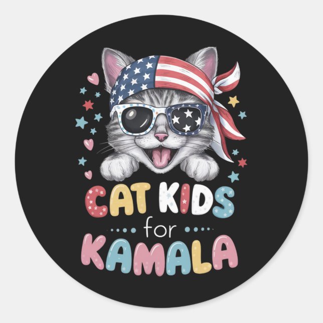 Playful Cat Design For Kids  Classic Round Sticker (Front)