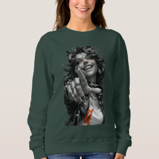 Playful Cat-Eared Girl Sweatshirt