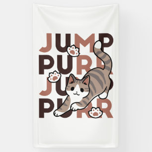 Playful Cat Jump Design - Jump Purr Pun Artwork Banner