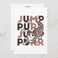 Playful Cat Jump Design - Jump Purr Pun Artwork