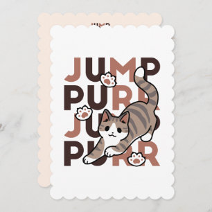 Playful Cat Jump Design - Jump Purr Pun Artwork Holiday Card