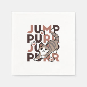Playful Cat Jump Design - Jump Purr Pun Artwork Napkin