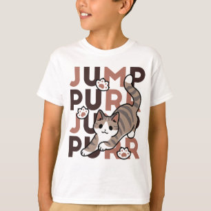 Playful Cat Jump Design - Jump Purr Pun Artwork T-Shirt