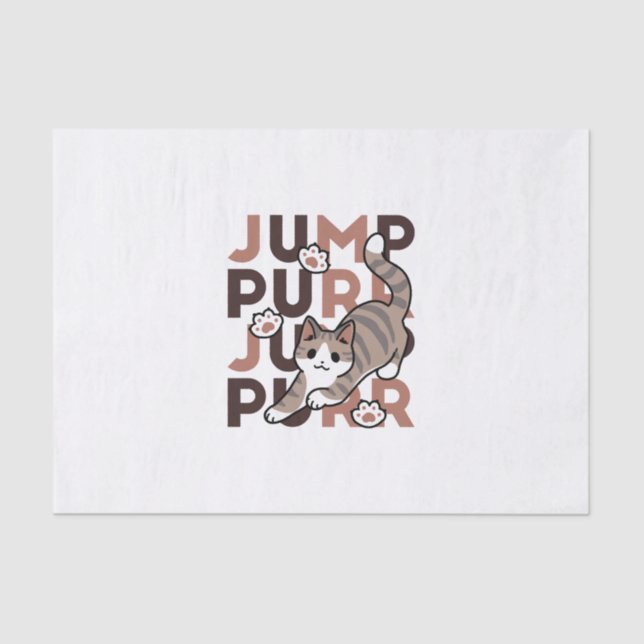 Playful Cat Jump Design - Jump Purr Pun Artwork Tissue Paper (Front)