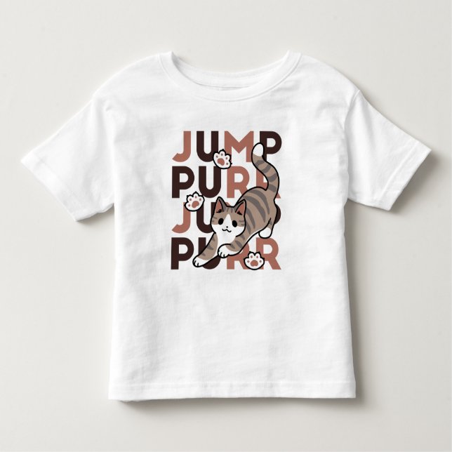 Playful Cat Jump Design - Jump Purr Pun Artwork Toddler T-Shirt (Front)