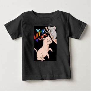  "Playful Cat, Mouse Fun: Let's Play Tee" Baby T-Shirt