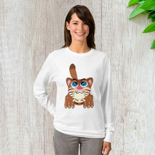 Playful Cat with Big Blue Eyes Fun Whimsical Kitty T-Shirt