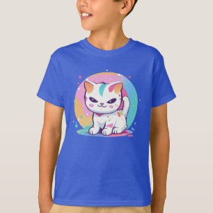 Playful Cat with Colorful Spots T-Shirt