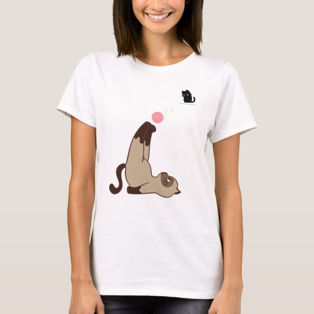 Playful Cat with Yarn | Cute Cat Lover T-Shirt (Front)