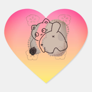 Playful Cat with Yarn Heart Sticker