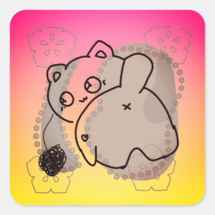 Playful Cat with Yarn Square Sticker
