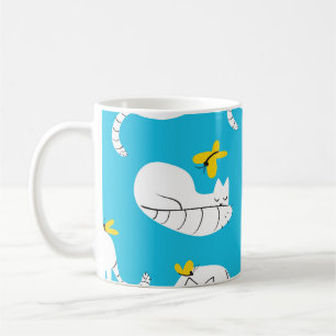 Playful Cats and Butterflies Pattern Coffee Mug