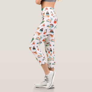 Playful Cats and Christmas Trees Pattern Capri Leggings