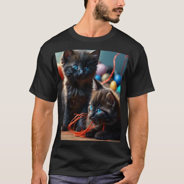 Playful Cats and Yarn - Whimsical T-Shirt Collecti (Front)