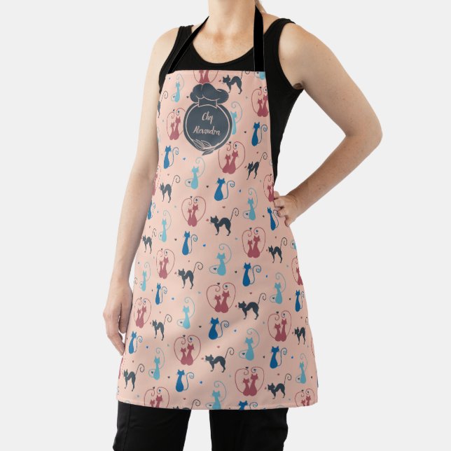 Playful Cats Apron – Custom Name Chef (Insitu)