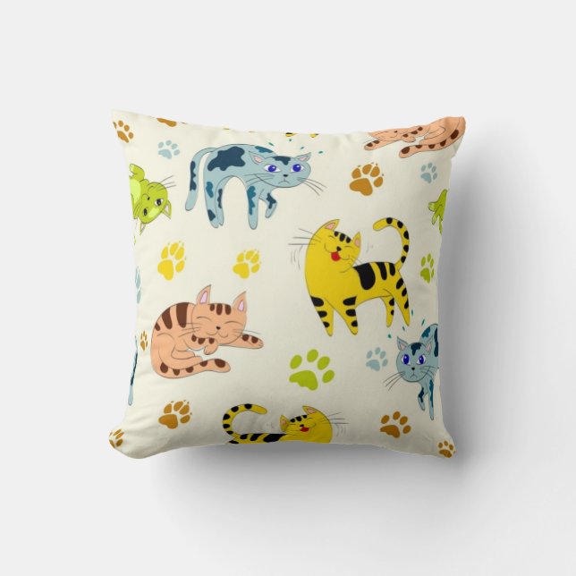 Playful Cats Pattern Cushion (Front)