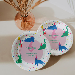 Playful Cats Purrfect Birthday Paper Plate