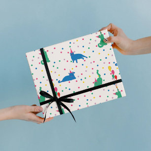 Playful Cats Purrfect Birthday Party Wrapping Paper Sheet