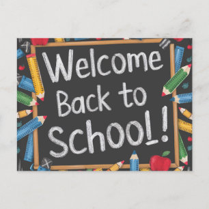 Playful Chalkboard Welcome Back to School Postcard