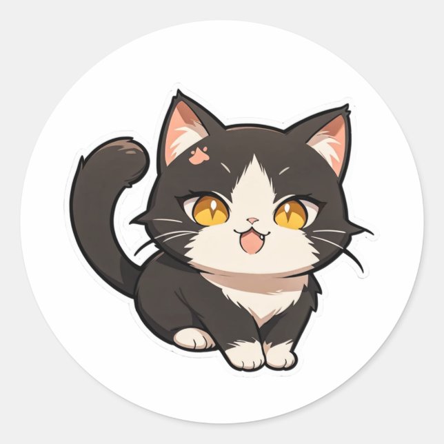 Playful Chibi Cat Sticker (Front)