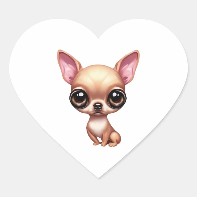 Playful Chihuahua Heart Sticker (Front)