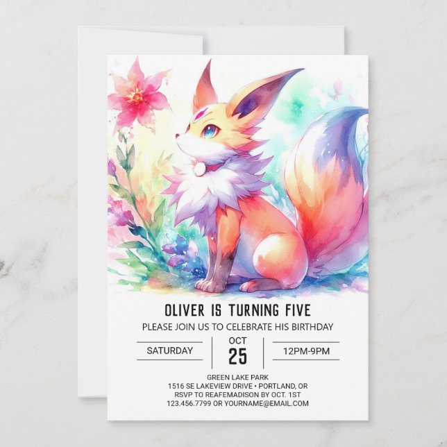 Playful Children Fox Birthday Invitation (Front)