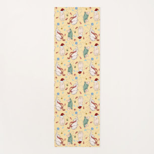 Playful Christmas Cats with Yarn and Holiday Motif Yoga Mat