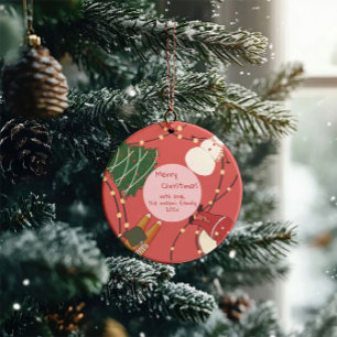Playful Christmas Characters with Lights Ceramic Tree Decoration