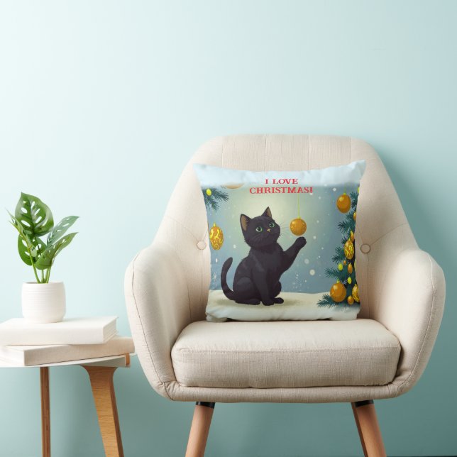 Playful Christmas Kitten Cushion (Chair)