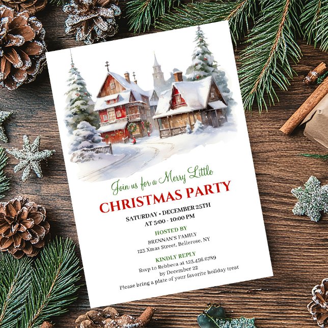 Playful Christmas scene cozy festive city invites (Playful Christmas scene cozy festive city invitation)