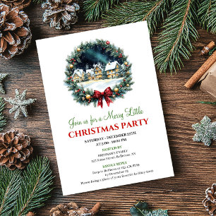 Playful Christmas Scene Watercolor Party Invites