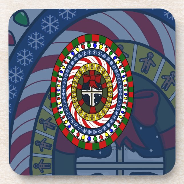 Playful Christmas Square Coaster (Front)