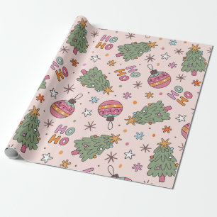 Playful Christmas trees and ornaments Wrapping Paper