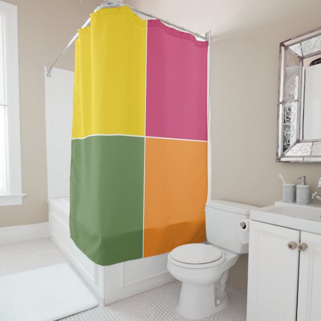Playful Citrus Squares Shower Curtain (In Situ)