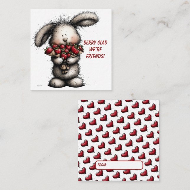 Playful Classroom Valentine – Bunny Design  Card (Front/Back)