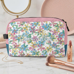 Playful Classy Retro Floral Pattern Toiletry Bag