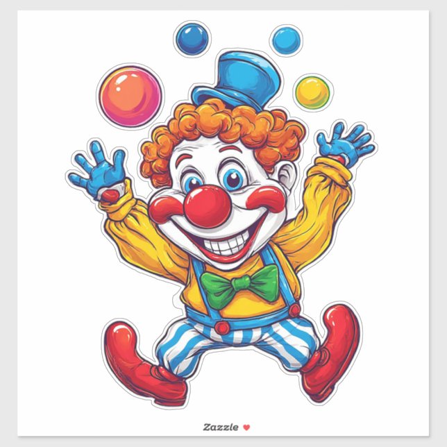 Playful Clown Jumping With Bright Balls (Sheet)
