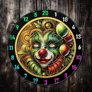 Playful Clown with Balloons Dartboard for Game Nig