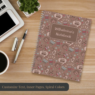 Playful Coffee Now Mocha Pattern Notebook