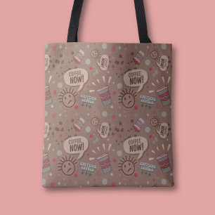 Playful Coffee Now Mocha Pattern Tote Bag