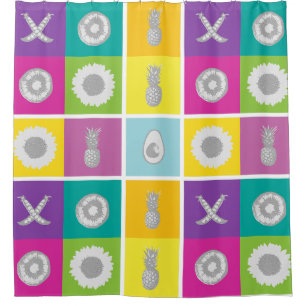 Playful Color Block Squares Shower Curtain