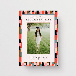 Playful Colorful Retro Photo Graduation Invitation