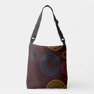 Playful, colorful, trendy, cool striped circles crossbody bag