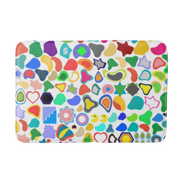 Playful Colourful Amorphous Shapes Bath Mat (Front)