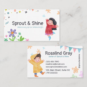 Playful Colourful Cheerful Bright Flower Pastel Business Card