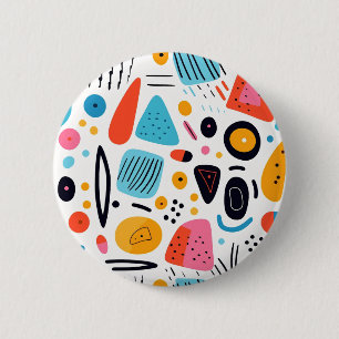 Playful Colourful Geometric Memphis Style Pattern 6 Cm Round Badge