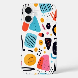 Playful Colourful Geometric Memphis Style Pattern iPhone 16 Case