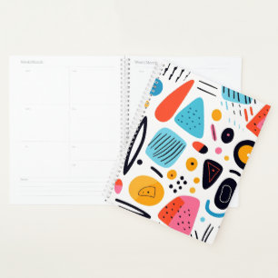Playful Colourful Geometric Memphis Style Pattern Planner