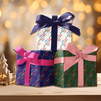 Playful Colourful Merry Trio Pack of Wrapping Paper Sheet