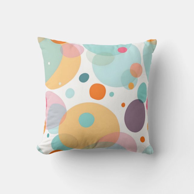 Playful Colourful Overlapping Circles Pattern Cushion (Front)